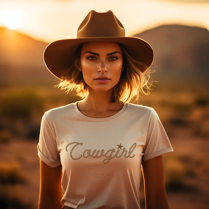 Cowgirl in Rope Graphic Tee Shirt