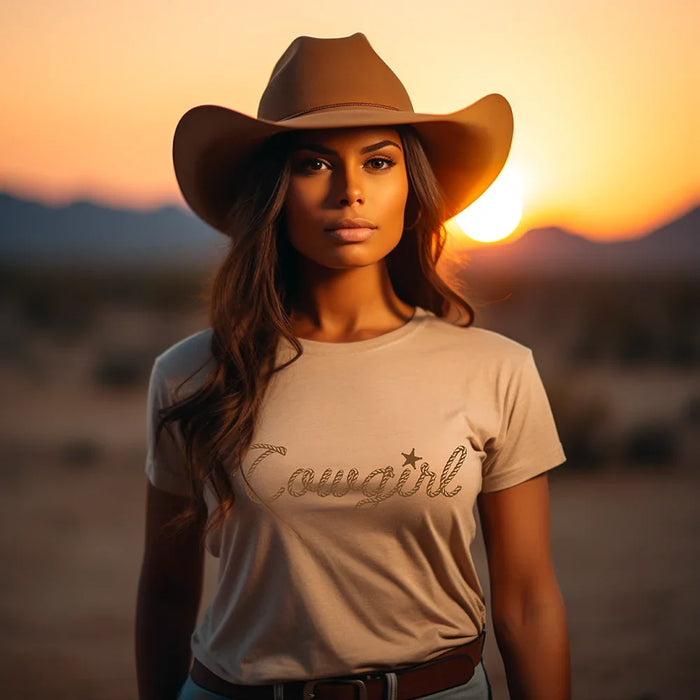 Cowgirl in Rope Graphic Tee Shirt