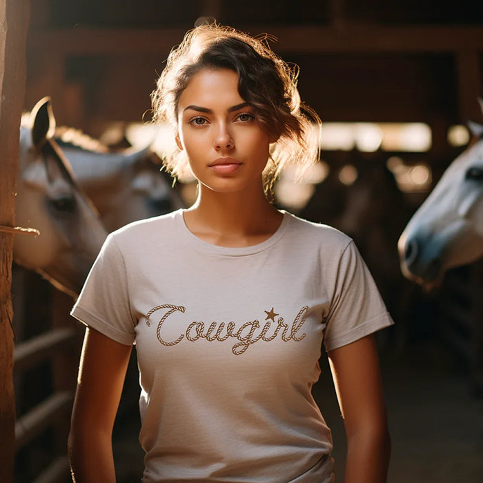 Cowgirl in Rope Graphic Tee Shirt