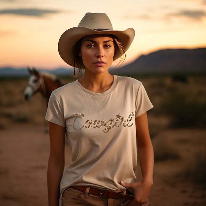 Cowgirl in Rope Graphic Tee Shirt
