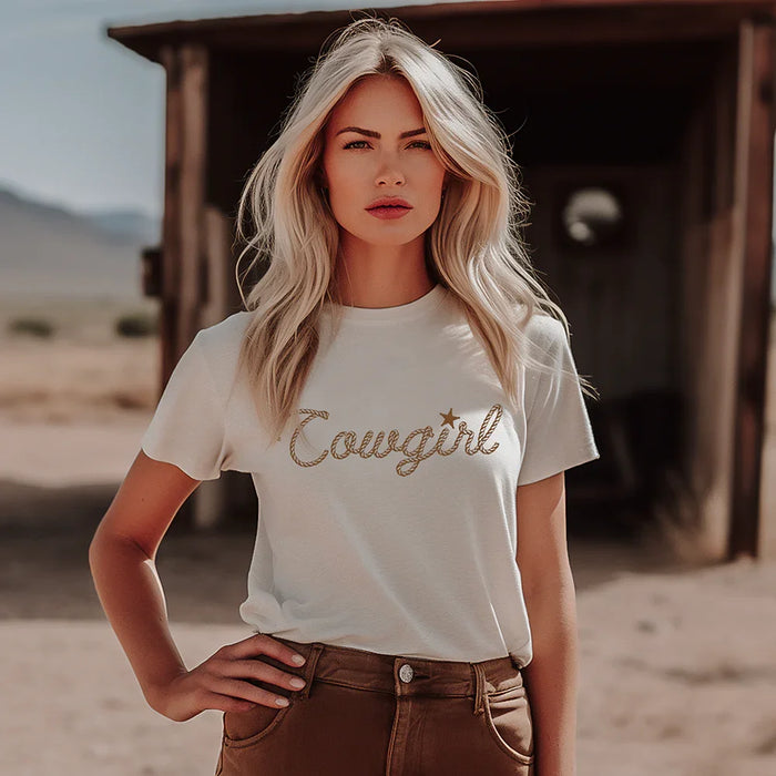Cowgirl in Rope Graphic Tee Shirt