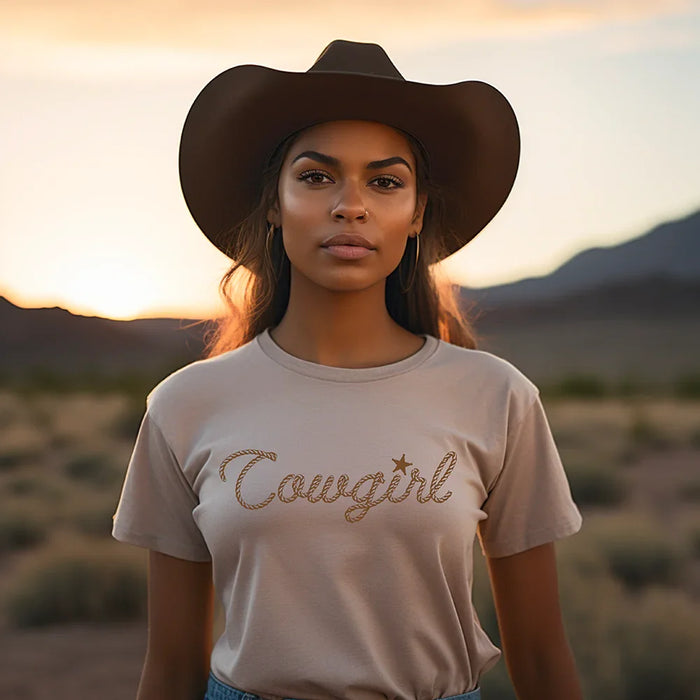 Cowgirl in Rope Graphic Tee Shirt