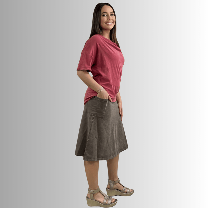Julianne Cotton Cowl Neck Slub Tee