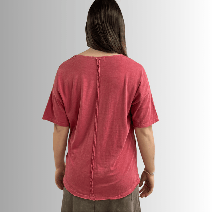 Julianne Cotton Cowl Neck Slub Tee