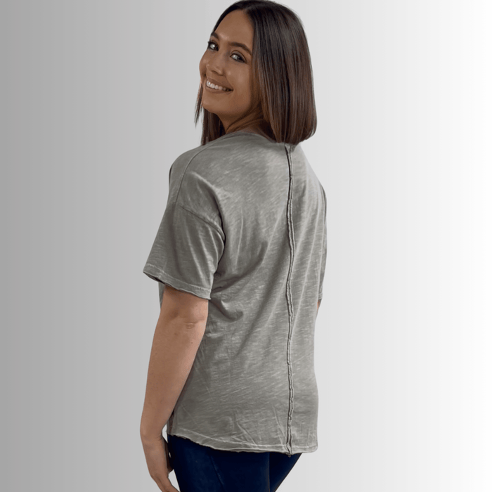Julianne Cotton Cowl Neck Slub Tee