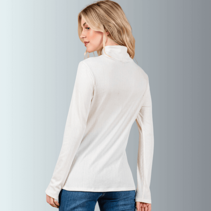 Delaney Mock Neck Top With Front Gathering