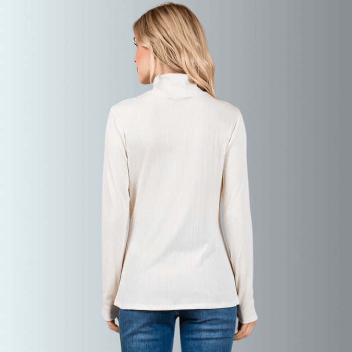 Delaney Mock Neck Top With Front Gathering