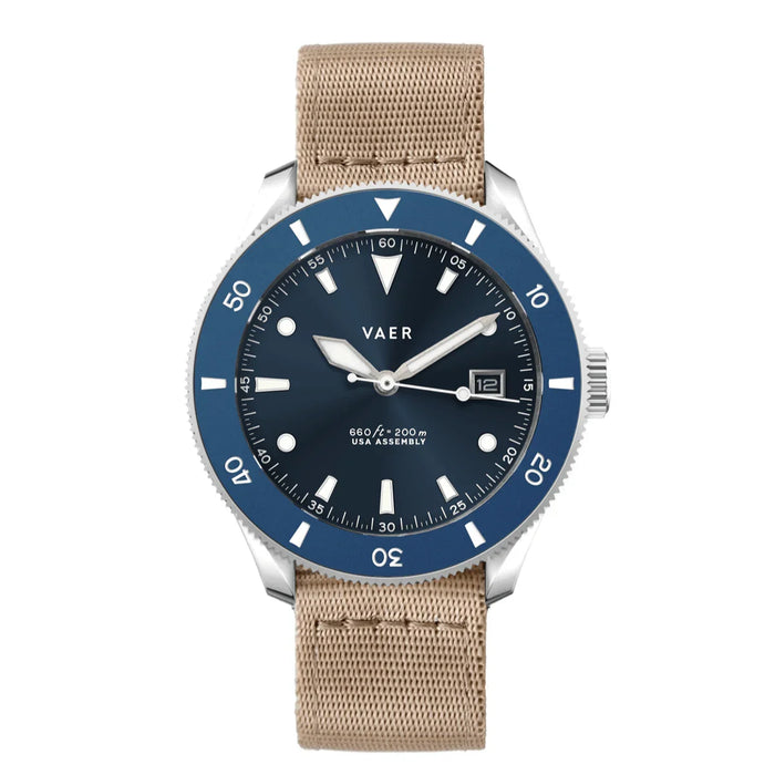 D4 Meridian Navy Matte USA Solar 42mm Watch
