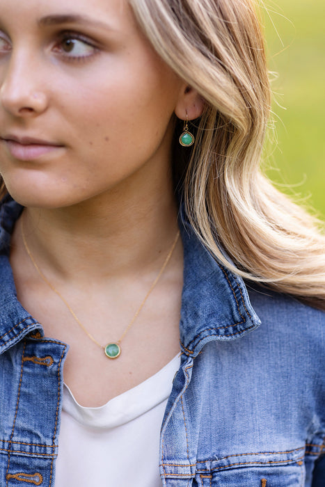 Favorites Chrysoprase Simple Gold Bezel Earrings