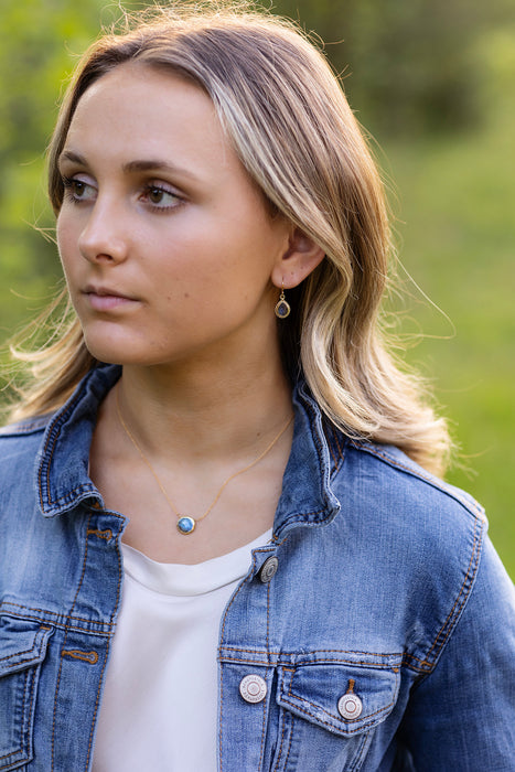 Favorites Labradorite Simple Gold Bezel Earrings