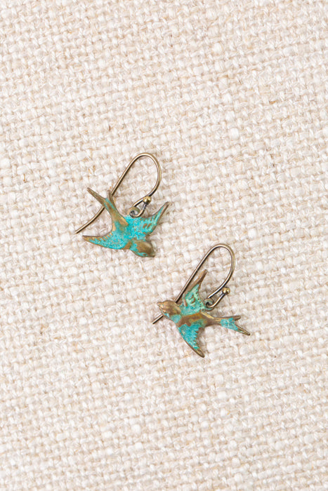 Folklore Patina Brass Sparrow Dangle Earrings