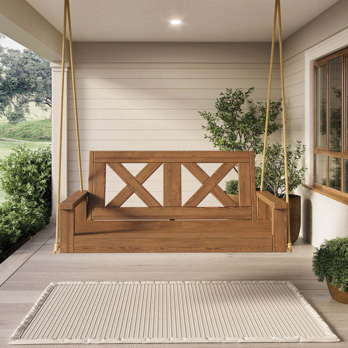 Porchgate Amish Heavy Duty 700 Lb 5-Foot Farmhouse Porch Swing - Oak Stain