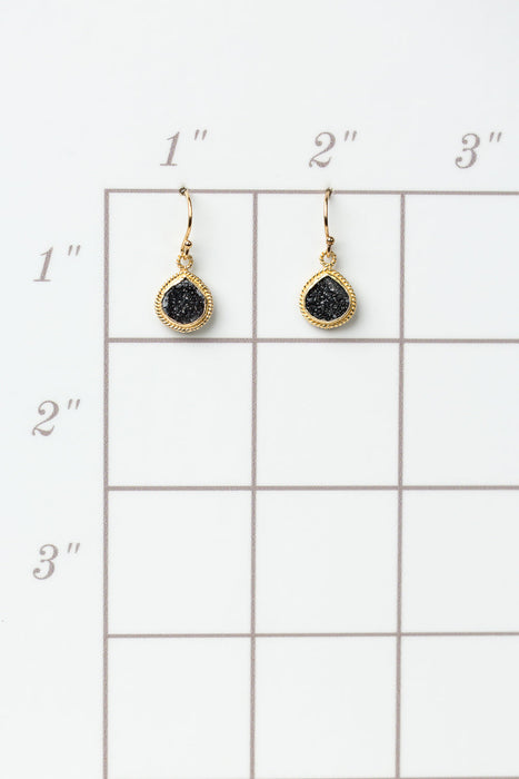 Favorites Black Druzy Simple Gold Bezel Earrings