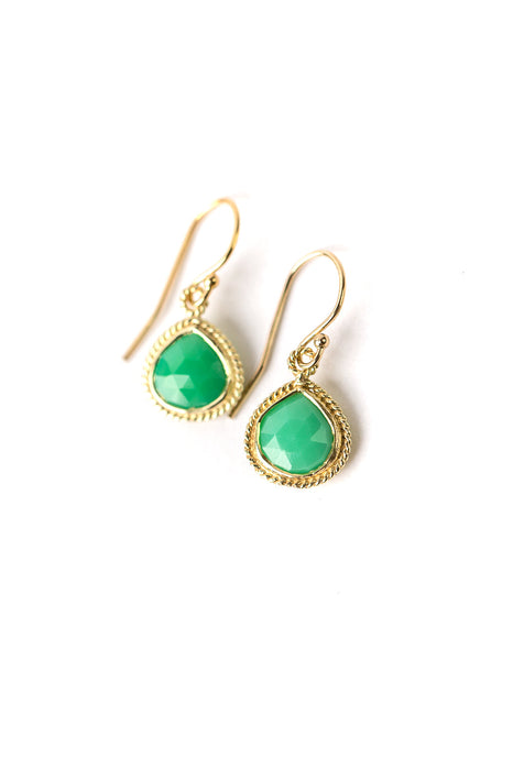 Favorites Chrysoprase Simple Gold Bezel Earrings