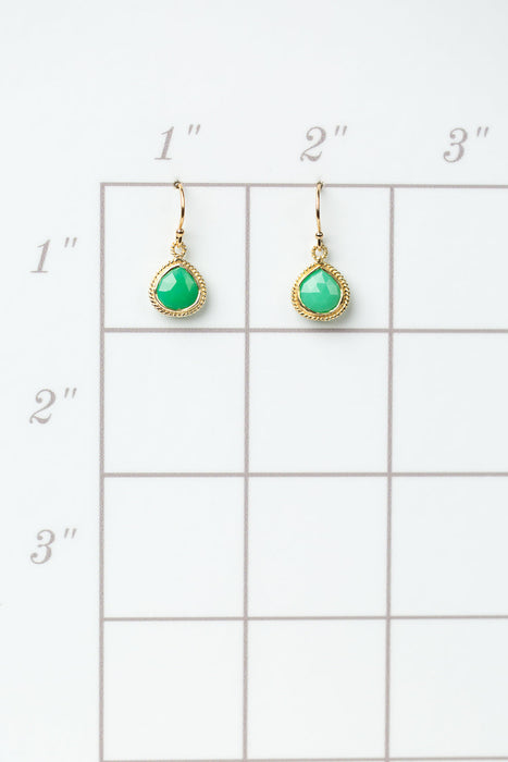 Favorites Chrysoprase Simple Gold Bezel Earrings
