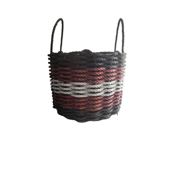 Five Stripe Rope Storage Basket Black, Burgundy, Gray