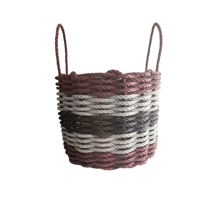 Five Stripe Rope Storage Basket Burgundy, Gray and Black