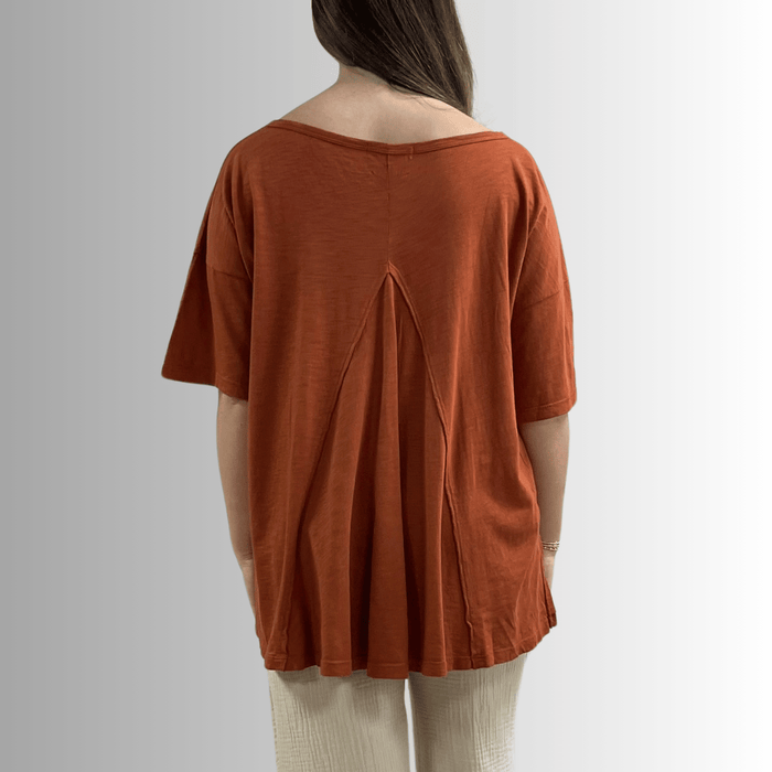 Aubree Cotton Garment Dyed Slub Top in Gingerbread