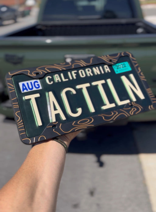 Two-Tone Anti-Rattle Silicone Topographic License Plate Frame