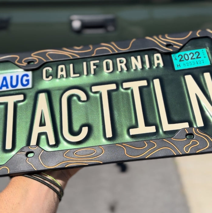 Two-Tone Anti-Rattle Silicone Topographic License Plate Frame