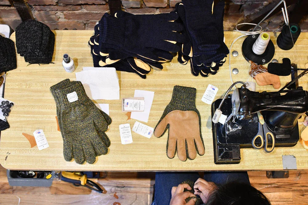 Charcoal Melange with Natural Deerskin Full Glove