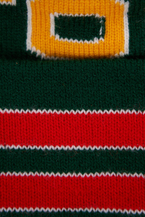 Jacquard Embroidered Green Acorn Beanie