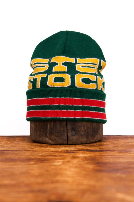 Jacquard Embroidered Green Acorn Beanie