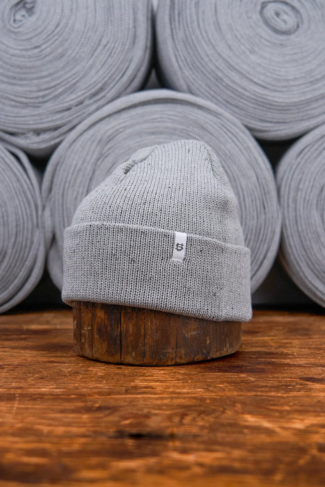 Grey Fleck Easy Fit Fine Gauge Upcycled Cotton Beanie