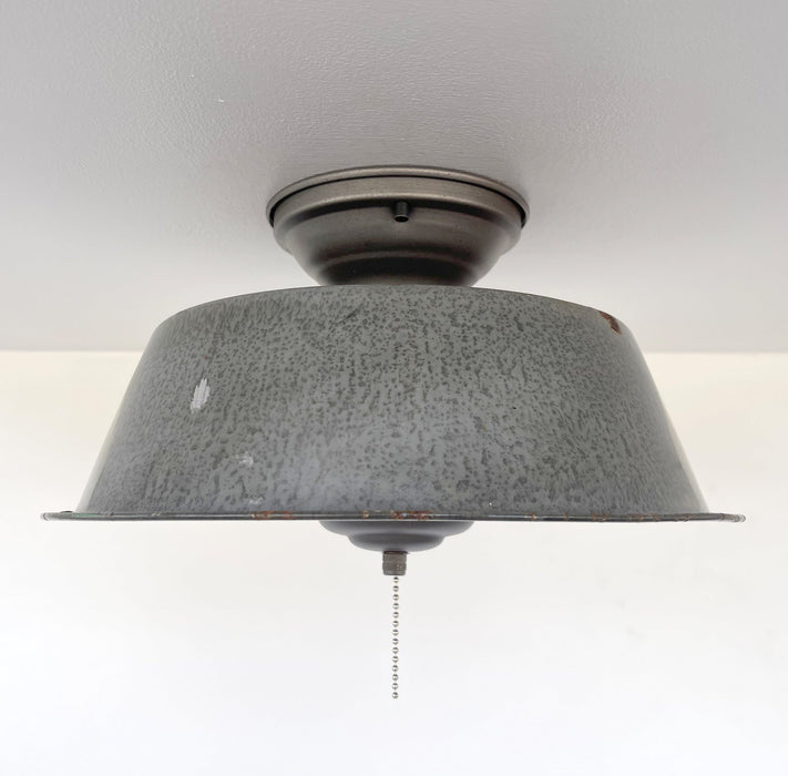 Antique FARMHOUSE GRANITEWARE Pan Ceiling Light