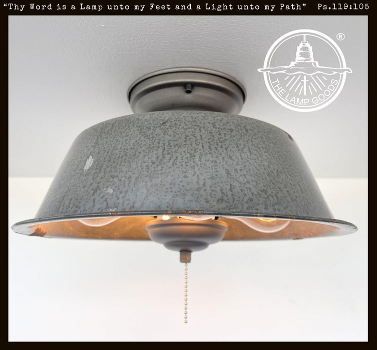 Antique FARMHOUSE GRANITEWARE Pan Ceiling Light