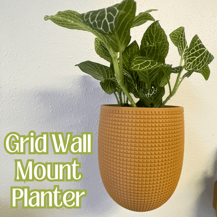 Grid Design Wall Planter with Drip Tray