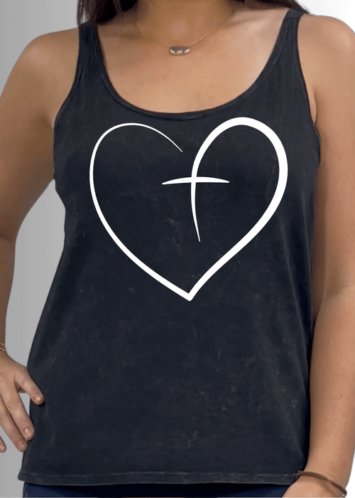 Heart Cross Graphic Premium Cotton Tank Top