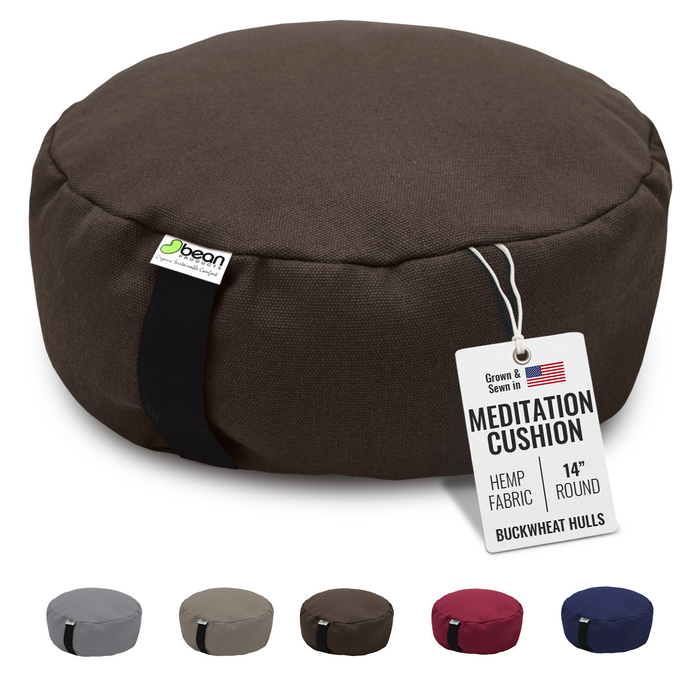 Hemp Zafu Meditation Cushion - 17 oz. Hemp Fabric with Organic Buckwheat Hull fill