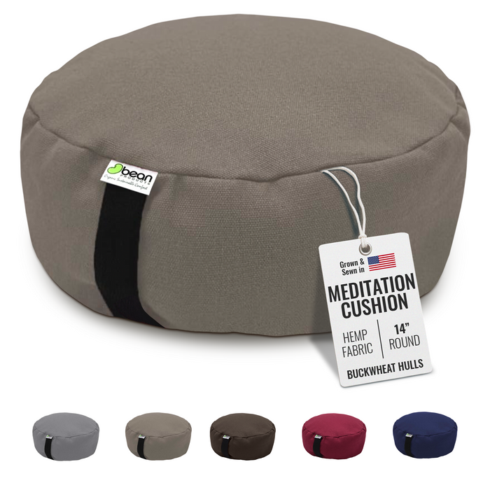 Hemp Zafu Meditation Cushion - 17 oz. Hemp Fabric with Organic Buckwheat Hull fill