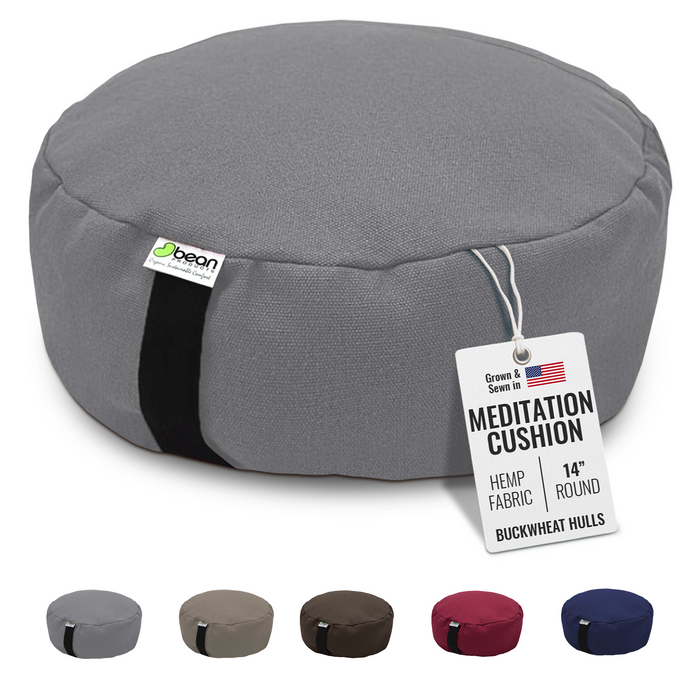 Hemp Zafu Meditation Cushion - 17 oz. Hemp Fabric with Organic Buckwheat Hull fill
