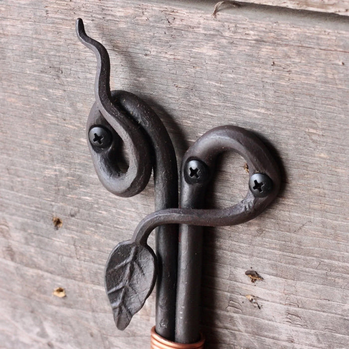 Steel and Copper Leaf and Vine Double Wall Hook