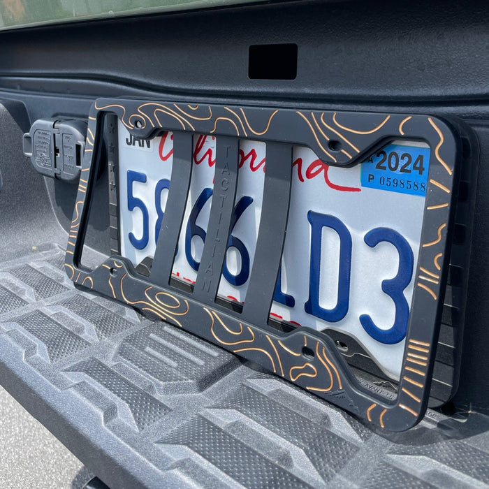 Two-Tone Anti-Rattle Silicone Topographic License Plate Frame