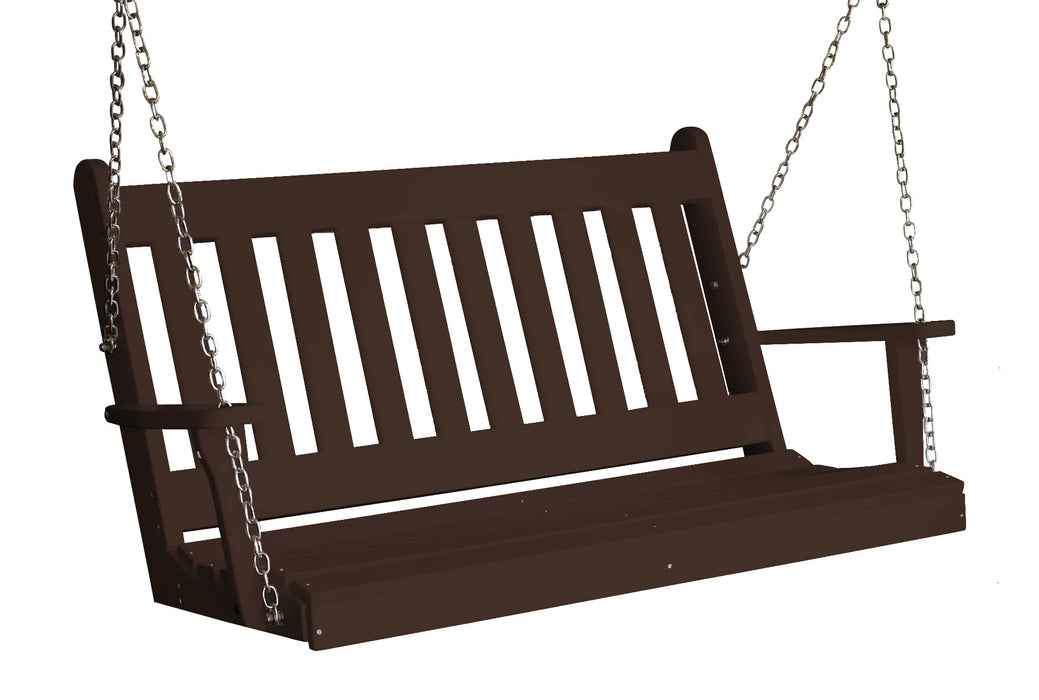 Keystone Amish Co. 4 Foot Franklin Poly Composite Porch Swing, Tudor Brown