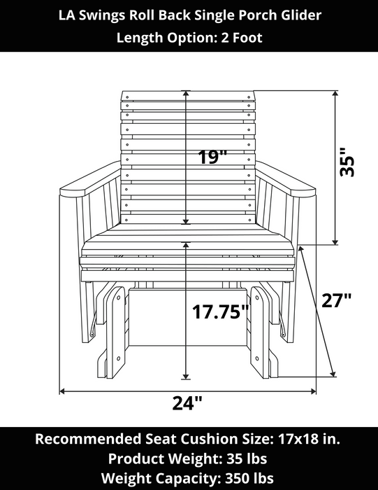 LA Swings Roll Back Outdoor Glider Chair