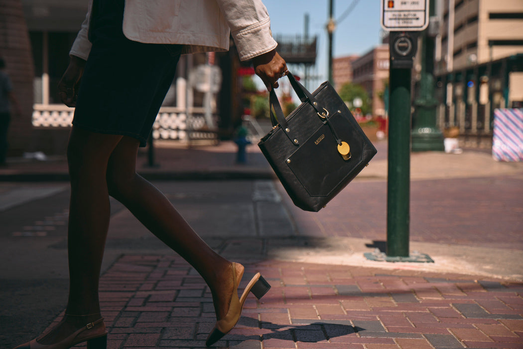 Marcy Satchel | Black Leather