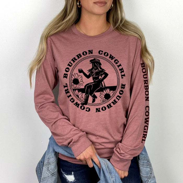 Bourbon Cowgirl Long Sleeve Mauve T-Shirt