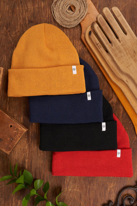 Cherry Red Easy Fit Upcycled Cotton Beanie - S/M and L/XL