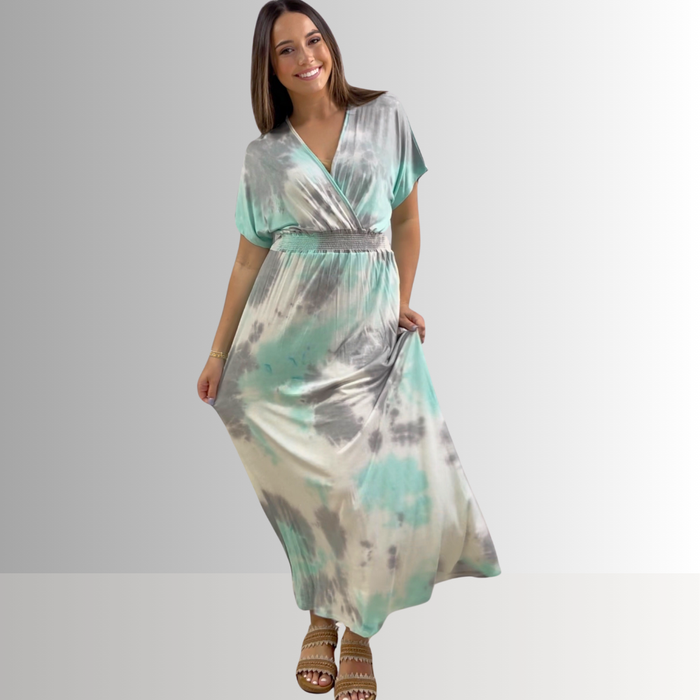 Kimber Mint Tie Dye Maxi Dress