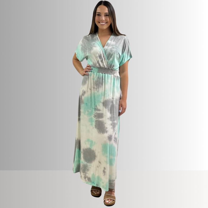 Kimber Mint Tie Dye Maxi Dress