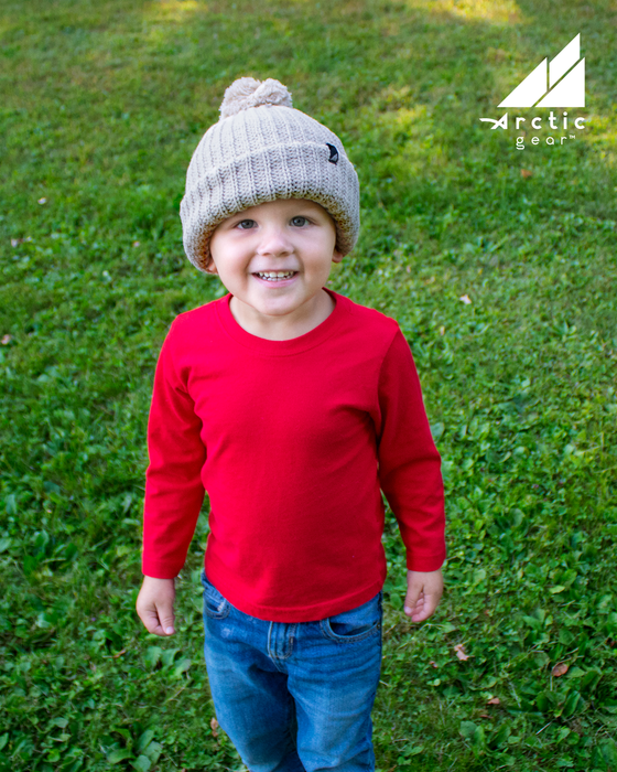 Child Acrylic Ribbed Cuff with Matching Pom Hat