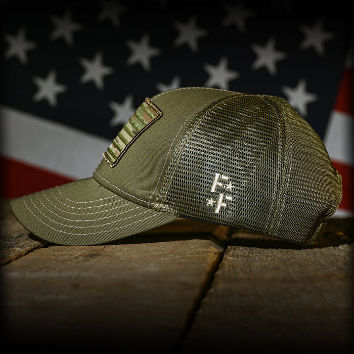 MultiCam Flag Patch OD Green Ball Cap