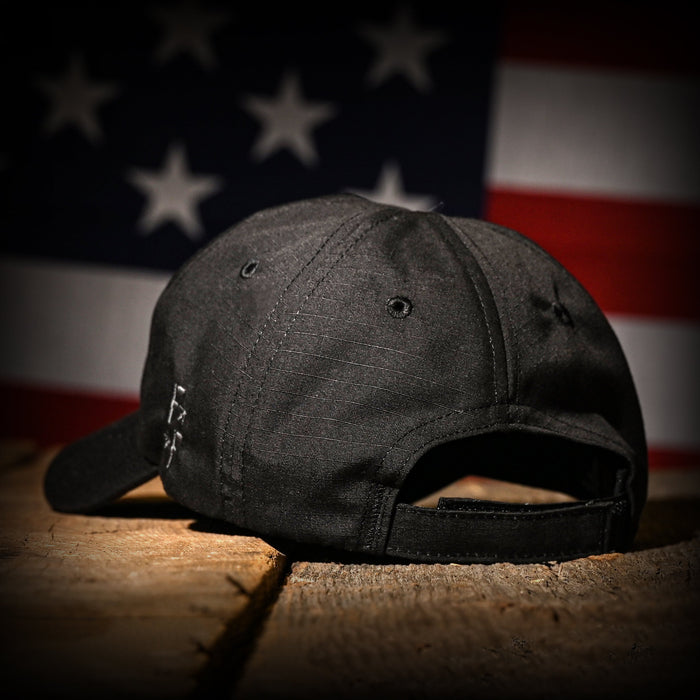 Murdered Out Black Ripstop Full Fabric American Flag Range Hat