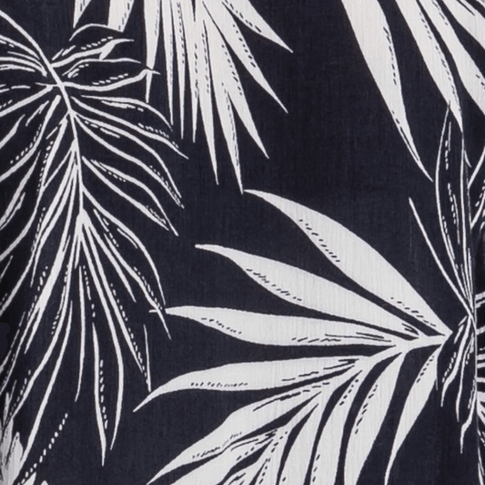 Navy Tropical Palm Wide Leg Pants