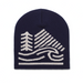 Navy blue beanie with white wave design on a white background