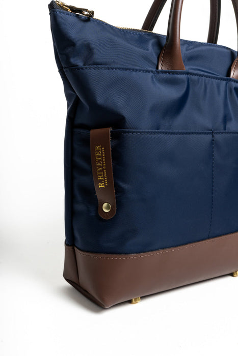 Otto | Navy Nylon + Brown Leather